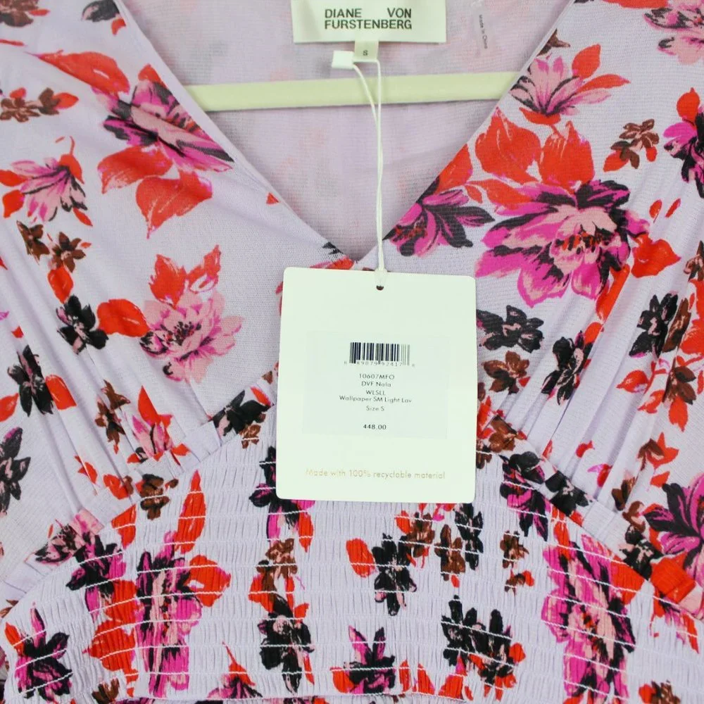 NWT Diane von Furstenberg Flutter Sleeve Dress– Floral Midi for Wedding / Brunch - Picture 4 of 11